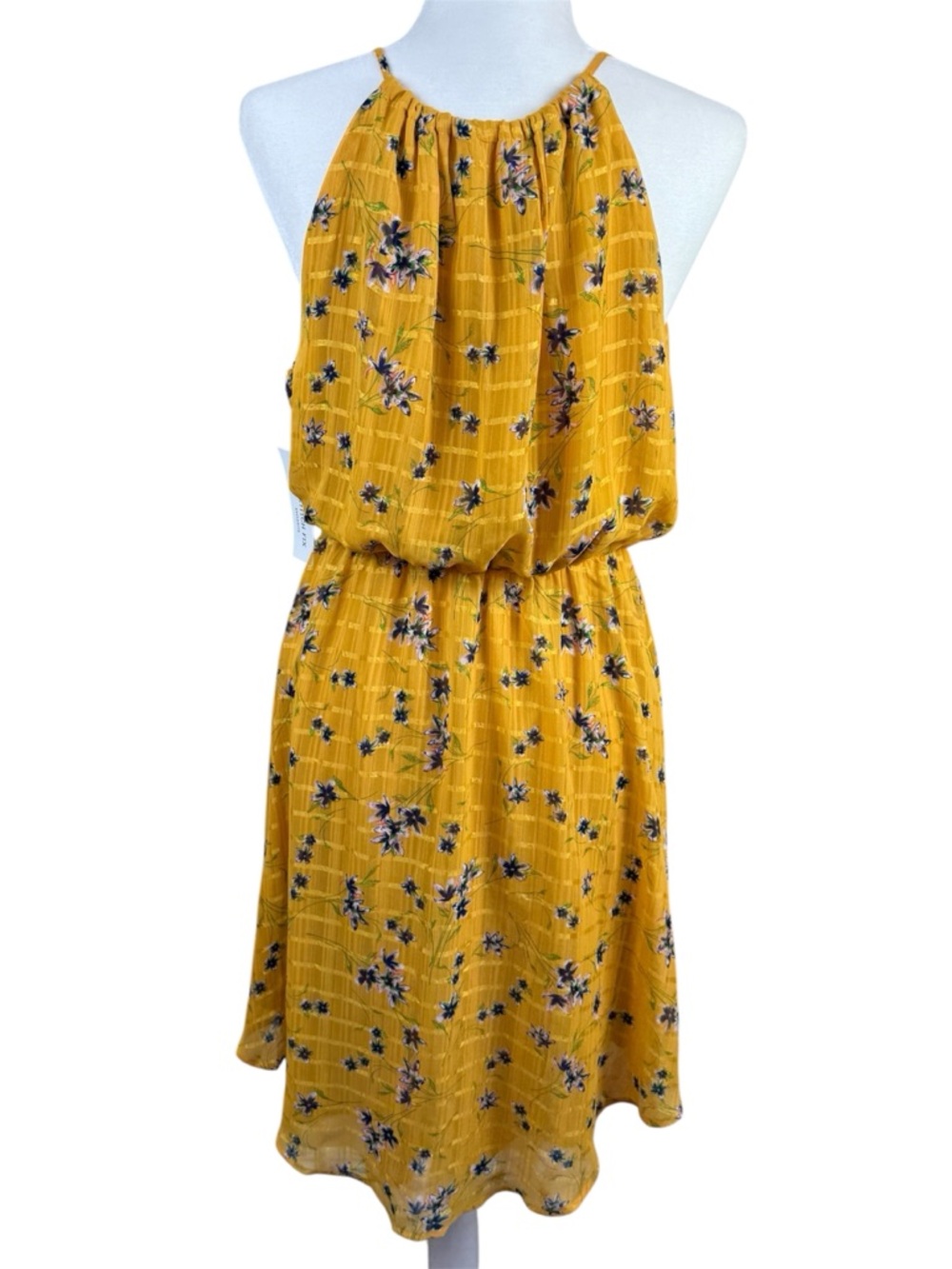Collective Concepts Remy Dress Stitch Fix L Yellow Blue Floral - Picture 2 of 5
